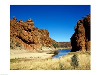 Framed Lake surrounded by rocks, Glen Helen Gorge, Northern Territory, Australia