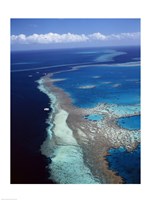 Framed Aerial view of a coastline, Hardy Reef, Great Barrier Reef, Whitsunday Island, Australia