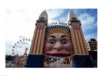 Framed Low angle view of the entrance to an amusement park, Luna Park, Sydney, New South Wales, Australia