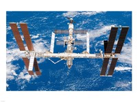 Framed International Space Station moves away from Space Shuttle Endeavour