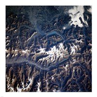 Framed Swiss alps from space taken by Atlantis