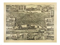 Framed Topographic View of the City of Reading PA. 1881