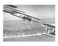 Framed U.S. Army Air Corps Curtiss B-2 Condor bombers flying over Atlantic City
