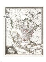 Framed 1809 Tardieu Map of North America