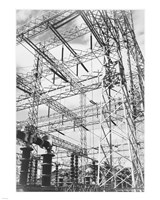 Framed Photograph Looking Up at Wires of the Boulder Dam Power Units, 1941