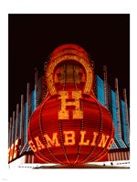 Framed Neon gambling sign on Freemont Street in historic Las Vegas