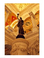 Framed USA, Washington DC, Library of Congress interior with sculpture