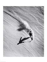 Framed High angle view of a man skiing downhill