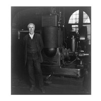 Framed Thomas Edison and his original dynamo 1906