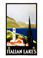 Framed Italian Lakes, travel poster, 1930