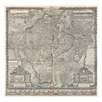 Framed 1652 Gomboust Map of Paris, France