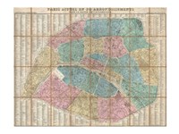 Framed 1867 Logerot Map of Paris, France