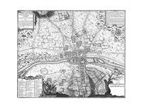 Framed Plan de Paris - gray