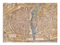 Framed Plan de Paris map
