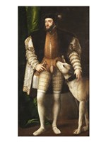 Framed Emperor Carlos V with a Dog