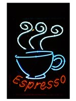 Framed Glowing Neon Sign of an Espresso Coffee Cup