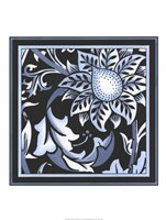 Framed Blue & White Floral Motif II