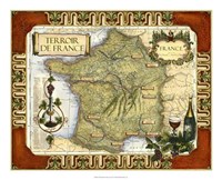 Framed Wine Map of France