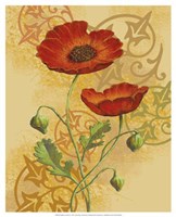 Framed Poppies on Gold II