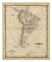 Framed Johnson's Map of South America