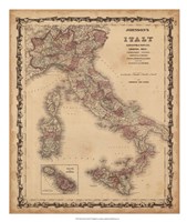 Framed Johnson's Map of Italy