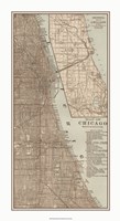 Framed Tinted Map of Chicago