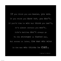 Framed If You Think You are Beaten Quote by Walter D. Wintle