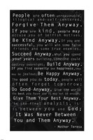 Framed Mother Teresa Quote Black