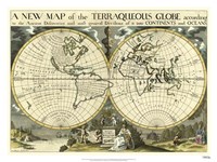 Framed New Map Terra. Globe, Ox., 1700-01