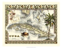 Framed Tropical Map of Cuba