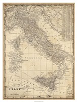 Framed Antique Map of Italy