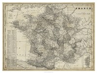 Framed Antique Map of France