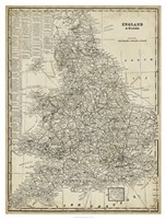 Framed Antique Map of England