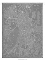 Framed City Map of Boston