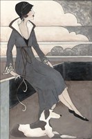 Framed Art Deco Lady With Dog