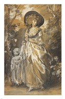 Framed Lady Walking in a Garden with a Child