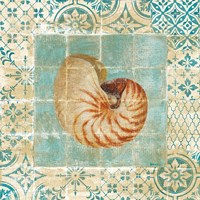 Framed Shell Tiles III Blue