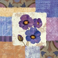 Framed Tiled Poppies II - Purple