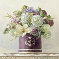 Framed Tulips in Aubergine Hatbox