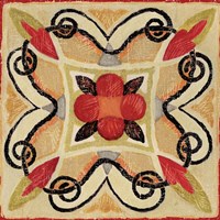 Framed 'Bohemian Rooster Tile Square I' border=