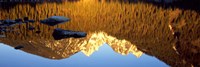 Framed Reflection of mountains in a lake, Taggart Lake, Teton Range, Grand Teton National Park, Wyoming, USA