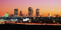 Framed Fort Worth at dusk, Texas