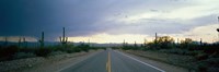 Framed Desert Road near Tucson Arizona USA