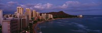 Framed High Angle View Of Buildings On The Beach, Waikiki Beach, Oahu, Honolulu, Hawaii, USA