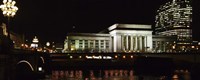 Framed Buildings lit up at night at a railroad station, 30th Street Station, Schuylkill River, Philadelphia, Pennsylvania, USA