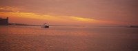 Framed Ferry moving in the sea at sunrise, Boston, Massachusetts, USA