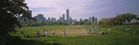 Framed Group of people playing baseball in a park, Grant Park, Chicago, Cook County, Illinois, USA