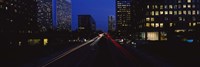 Framed Buildings lit up at night, Century City, Los Angeles, California, USA
