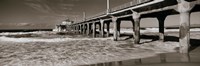 Framed Manhattan Beach Pier in Black and White, Los Angeles County