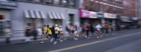 Framed People running in New York City Marathon, Manhattan Avenue, Greenpoint, Brooklyn, New York City, New York State, USA